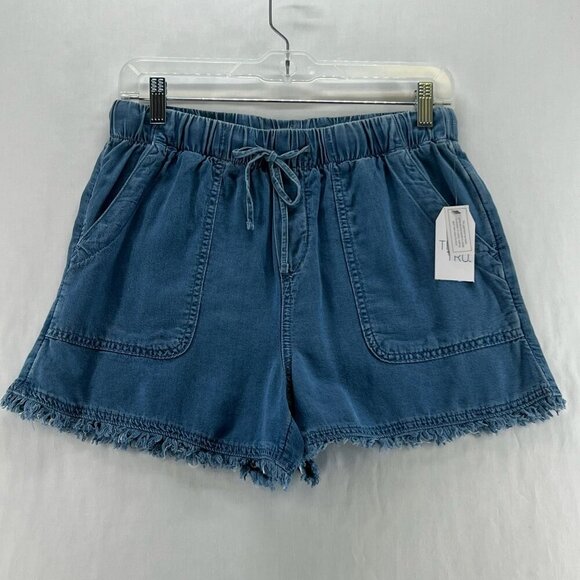 Time and Tru Pants - Time & Tru Denim Shorts Size XS High Rise Pull-on Stretch Frayed Hem Medium Wash